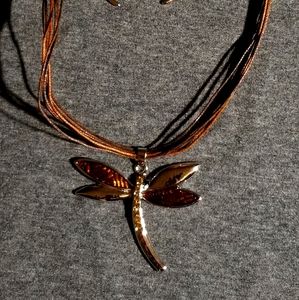 Necklace w/matching earrings Dragonfly